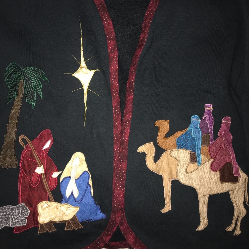 Fleece Christmas nativity sweater - L